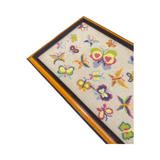 Shabby Chic Vintage Custom Framed Needlepoint For Sale - Image 3 of 7
