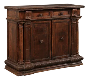 Early 19th C. Cabinet W/ Pilaster Side Posts