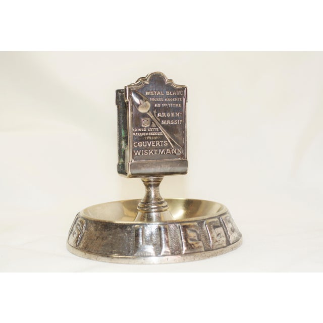 Metal 1900 Antique Wiskemann Silver-Plated Match Holder & Ash Tray - Liège, Belgium Café Anglais For Sale - Image 7 of 9