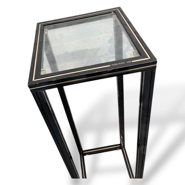 Vintage French Glass and Black Metal Plant Stand or Pedestal by Pierre Vandel, 1980s For Sale - Image 6 of 8