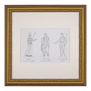 19th Century Antique English Greco Roman Mythological Costume Etching by Hope 1809 For Sale