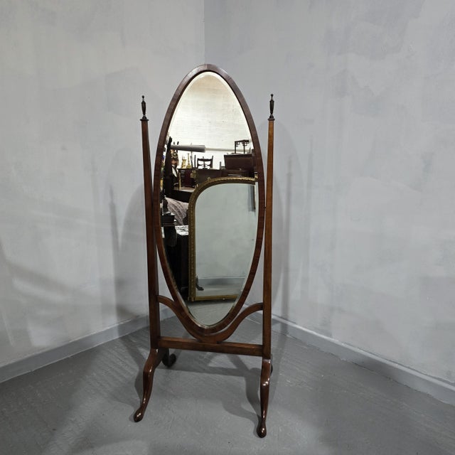 Mahogany Oval Cheval Mirror, 1900s For Sale - Image 3 of 7