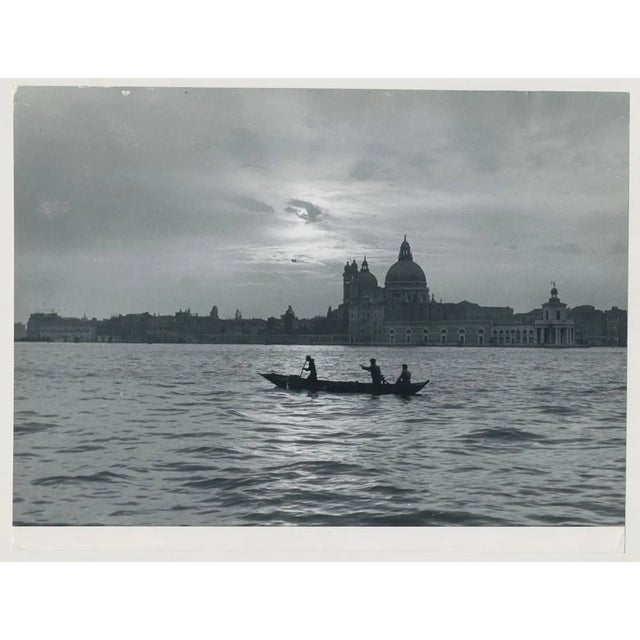 Erich Andres, Venice: Gondola on Water with Skyline, Italy, 1955, Black & White Photograph For Sale