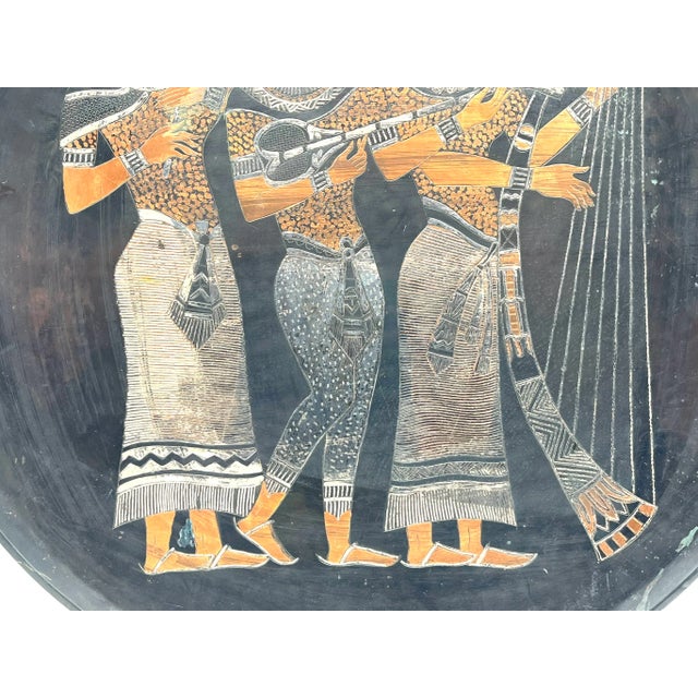 Large Egyptian Wall Plate in Chased Copper, 1980s For Sale - Image 6 of 13