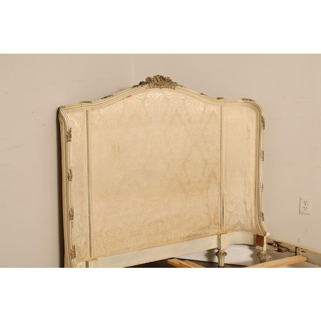Antique French Louis XVI Style Painted & Upholstered Full Size Bed Frame For Sale In Philadelphia - Image 6 of 18