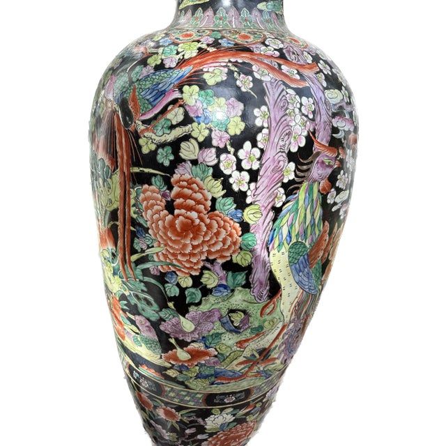 Pair of Large Late 20th Century Blackground Chinese Urns For Sale In Dallas - Image 6 of 8