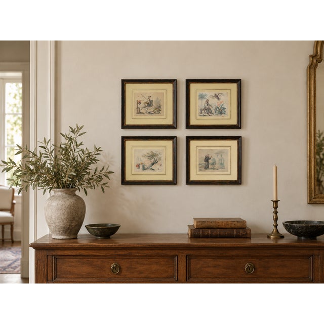 Figurative Composition, 19th Century, Watercolor Drawings on Paper, Framed, Set of 4 For Sale - Image 7 of 8