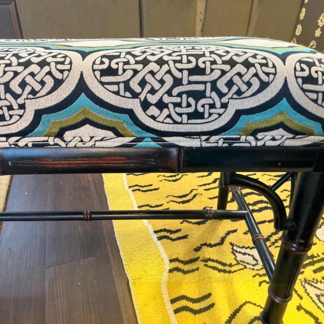 Mid 20th Century Mid-Century Chinese Chippendale Style Carved Faux Bamboo Bench Ottoman For Sale - Image 5 of 6