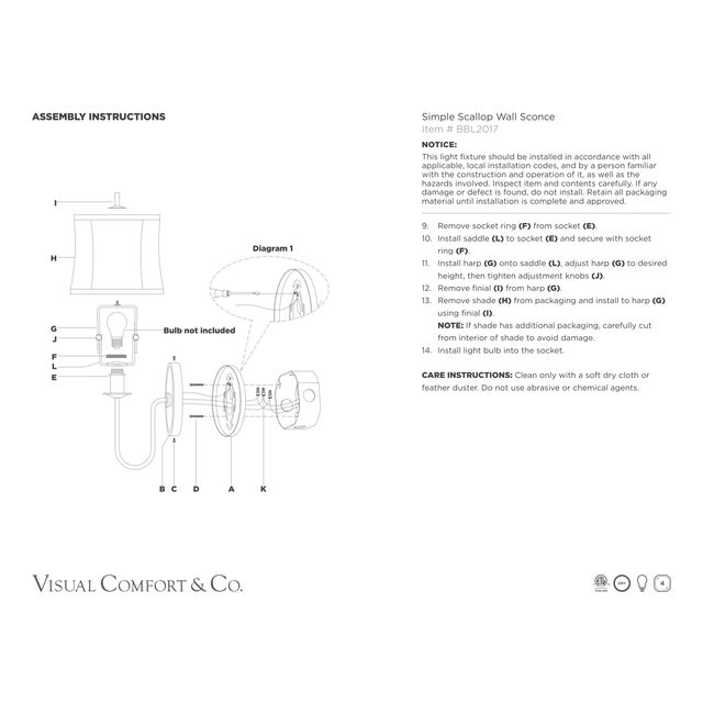 2020s Barbara Barry for Visual Comfort Signature Simple Scallop Wall Sconce in Bronze with Linen Shade For Sale - Image 5 of 5