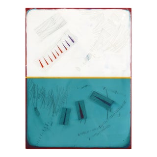 The Window 380 - Modern Shiny Resin Minimalist Teal and White Dual Tone Artwork by Ricky Hunt For Sale