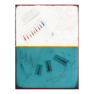 The Window 380 - Modern Shiny Resin Minimalist Teal and White Dual Tone Artwork by Ricky Hunt