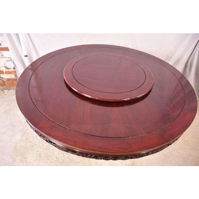 Chinese Late 20th Century Chinese Ming-Style Dining Table ~ Longevity Carved Detail 60"w For Sale - Image 3 of 4