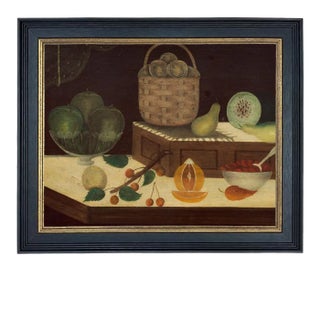 "Still Life of Fruit" Reproduction Print on Canvas, Black Frame, 16 x 20 For Sale
