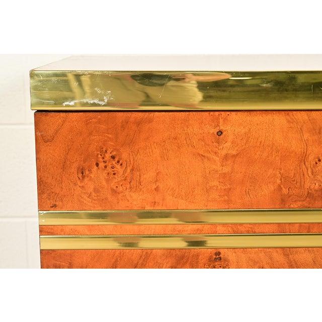Pierre Cardin Mid-Century Modern Burl Wood and Brass Sideboard Credenza, 1970s For Sale - Image 10 of 18