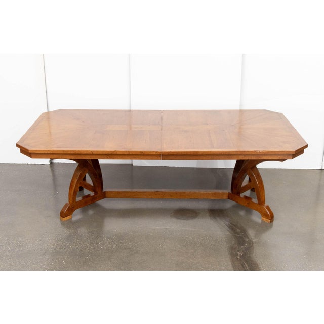 Wood Modern Walnut Octagonal Extending Dining Table For Sale - Image 7 of 17