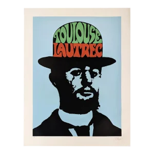 Peter Max Toulouse Lautrec (Blue), Large Hand Signed Serigraph, 1974