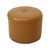 Cool round vintage pouf in patchwork style, made from a wooden base and upholstered in high-quality camel brown faux...