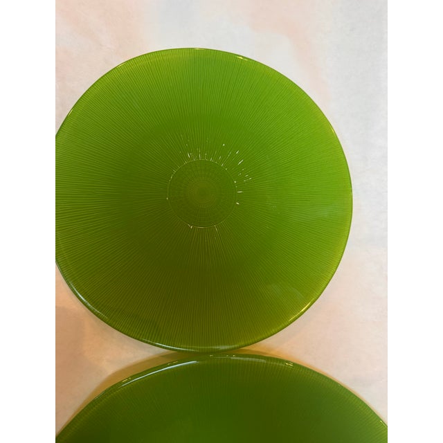 Murano Vintage Italian Murano Style Hand Blown Emerald Green Glass Plate Set 18pc For Sale - Image 4 of 12