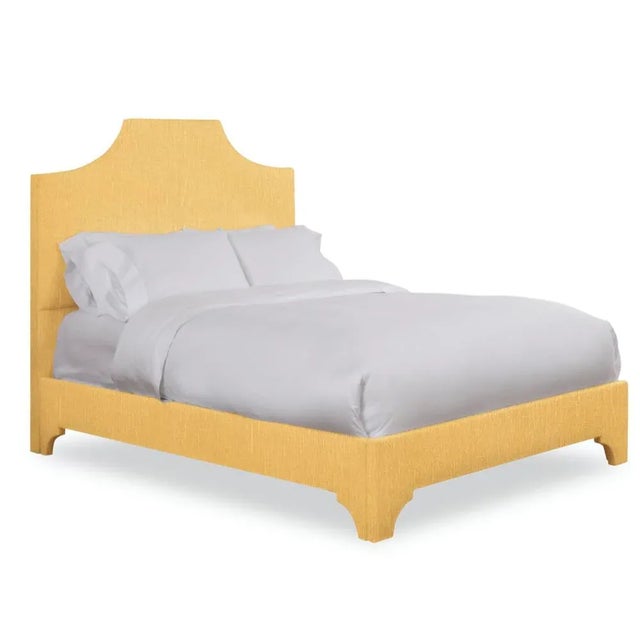Modern Kit King Headboard, Mustard Linen For Sale - Image 3 of 5