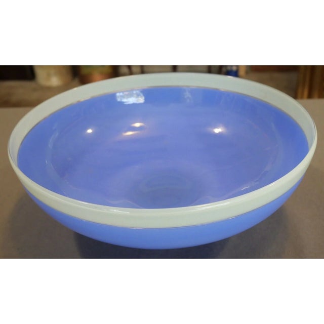 2002 Ipso Facto Art Glass Contemporary Style Two-Tone Blue Centerpiece Bowl For Sale - Image 4 of 6
