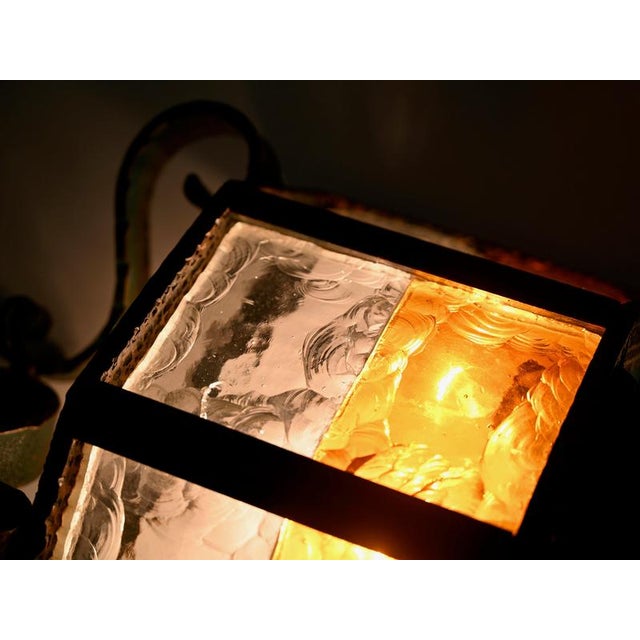 Brutalist Wrought Iron and Amber Glass Sconces from Longobard, Italy, 1970, Set of 2 For Sale - Image 6 of 16