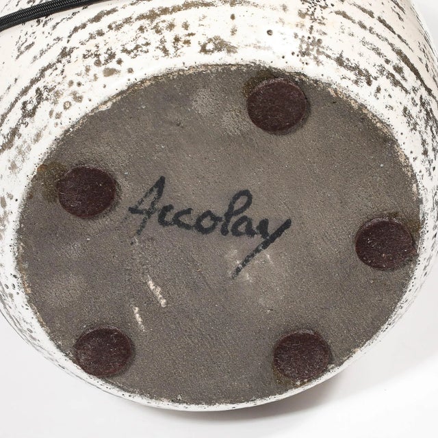 Mid-Century White Glazed Ceramic Table Lamp With Monumental Spun Resin Shade For Sale - Image 16 of 16