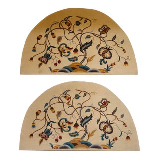 Pair of Large Crewel Work Wall Hangings For Sale