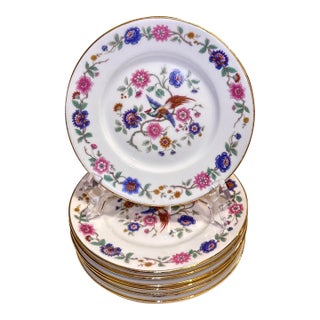 Limoges France Wm Guerin Bird of Paradise Dessert Plates - Set of 6 For Sale