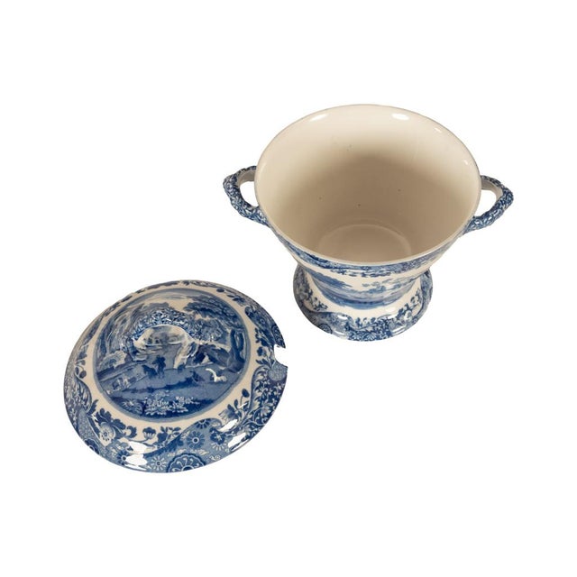 Antique Copeland Spode Blue & White Porcelain "Italian" Pattern Lazy Susan 1890 For Sale - Image 16 of 17