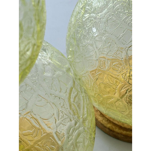 1960s Translucent & Textured Murano Stacked Chartreuse Glass Sphere Lamps - A Pair For Sale - Image 5 of 9