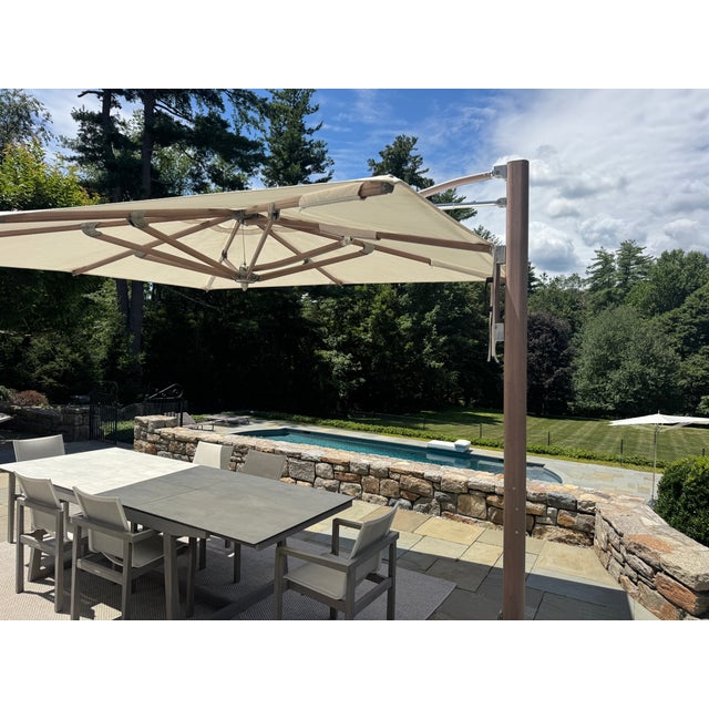 2020s Tuuci Ocean Master Max Cantilever Umbrella | 10' Sq | Aluma-Teak | Triple Plate | $25k Retail For Sale - Image 5 of 12