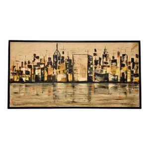 Mid Century Nyc Skyline Abstract Painting Signed by Sylvia Rosen