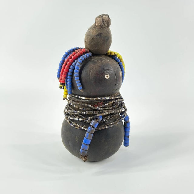 African Early 20th Century Nyamwezi Beaded Fertility Doll Gourd Tanzania For Sale - Image 3 of 6