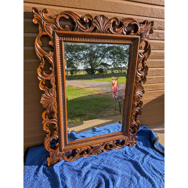 Drexel Heritage 1990s Drexel Heritege Large Mahogany Framed Wall Mirror. It Is Part of the Talavera Tuscan Collection For Sale - Image 4 of 8