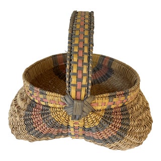 Vintage Melon Basket With Pink, Yellow and Blue Details For Sale