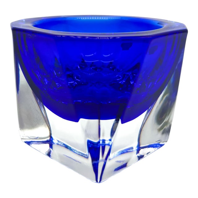 1970's French Cobalt Blue Crystal Bowl/ Trinket Dish by J. G. Durand – Mid-Century Modern / Hollywood Regency For Sale