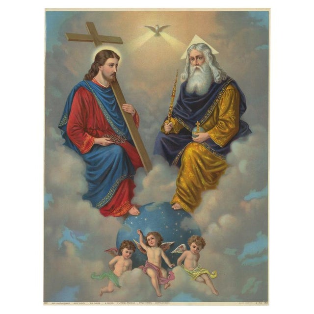 Holy Trinity Enthroned in Heaven, 1900, Chromolithograph on Paper For Sale - Image 10 of 10