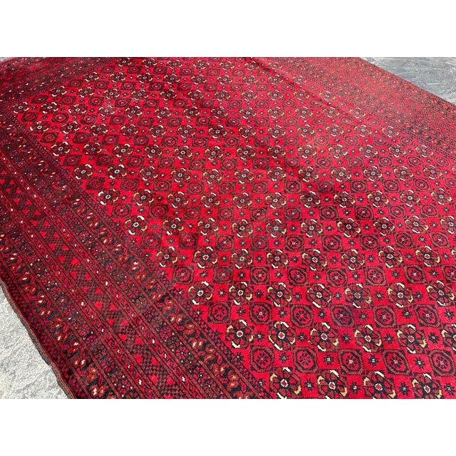 Vintage Afghan Hand Knotted Turkoman Tribal Rug For Sale - Image 6 of 9