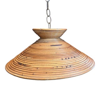 Vintage Pencil Reed Rattan Light Fixture For Sale