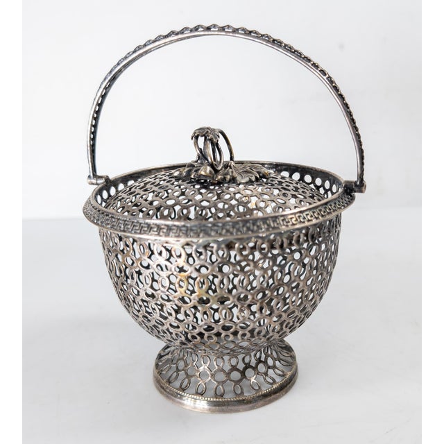 20th Century Silverplate Reticulated Openwork Decorative Basket or Candy Dish For Sale In New York - Image 6 of 13