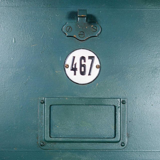 French Industrial Dark Green Metal Cabinet, 1920s For Sale - Image 10 of 11
