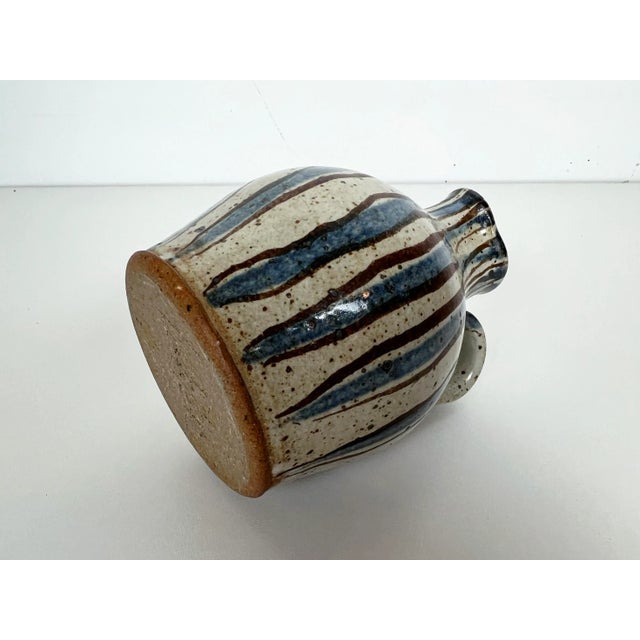 White Vintage Striped Stoneware Creamer For Sale - Image 8 of 12
