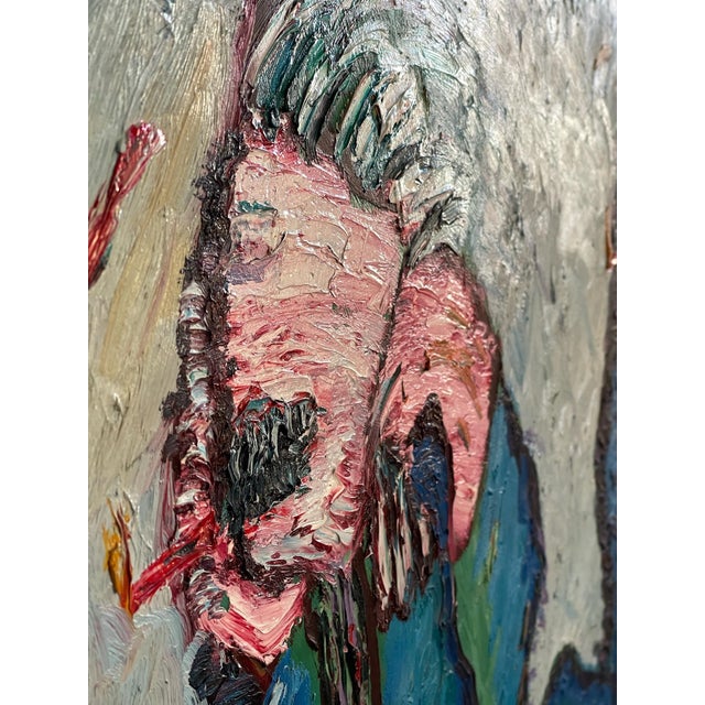 Paint Vintage Abstract Original Oil Painting on Board For Sale - Image 7 of 8