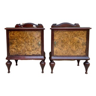 Mid 20th Century Spanish Nightstands in Wood Set of 2 For Sale