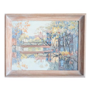 Early 20th Century Impressionist Cityscape Painting Attributed to Martin Hoy For Sale