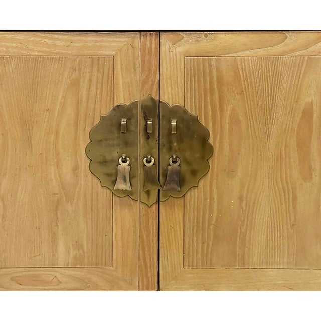Tan Asian Hollywood Regency Cerused Oak Cabinet, Century Furniture For Sale - Image 8 of 11