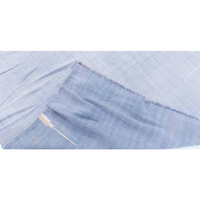 Textile Doris Leslie Blau Mid-Century Indian Dhurrie Rug In Blue Flatweave Cotton - Pale For Sale - Image 7 of 7