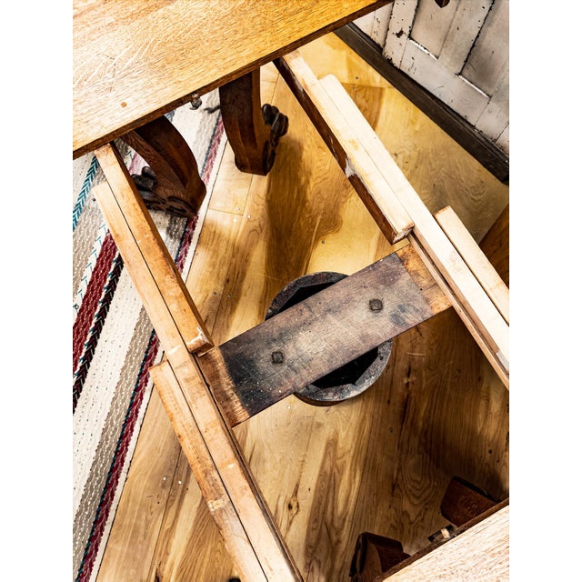 Early 20th Century Solid Oak Clawfoot Dining Table With Four Leaves For Sale - Image 16 of 18