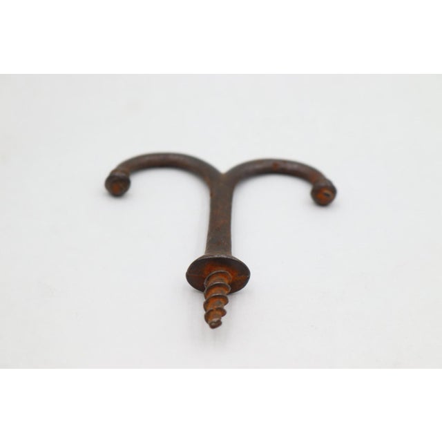 Traditional Vintage Cast Iron Double Arm Ceiling Mount Hook For Sale - Image 3 of 3