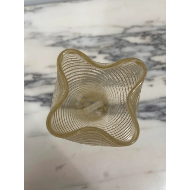 Glass Murano Italy Camer Gold Vase With Original Mica Sticker For Sale - Image 7 of 11